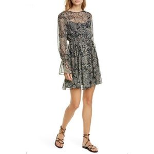 Joie Manning Mini Dress Long Sleeve Bohemian Retro